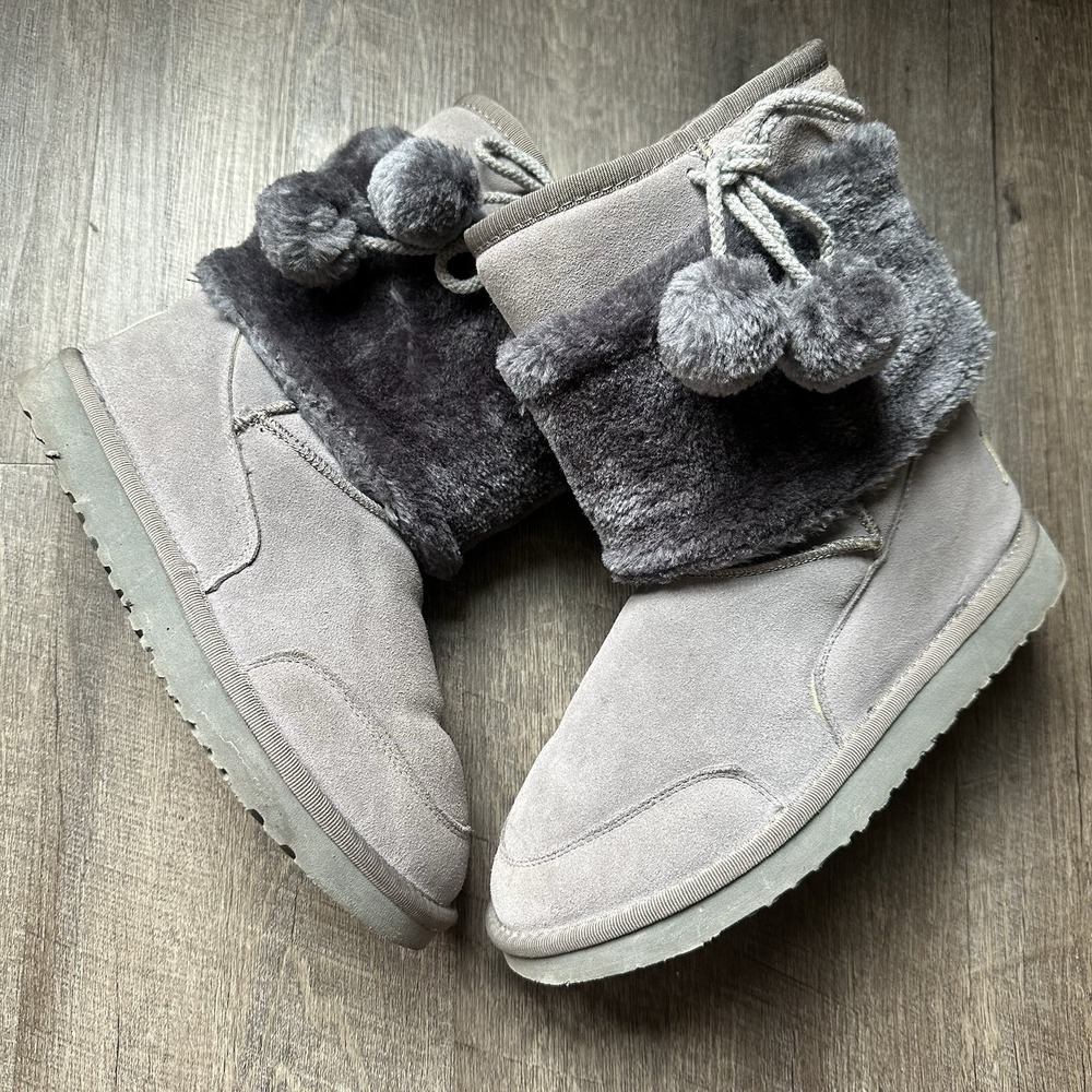 UGG Brie Winter Bootie Waterproof Black Suede Shearling Insulated Women's 9 EXC+